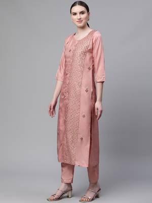 Yellow embroidered art silk kurtas-and-kurtis 3