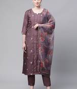 Yellow embroidered art silk kurtas-and-kurtis