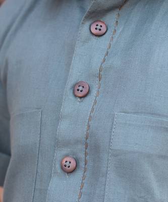 Viridian-Green Linen Pathani Suit 5