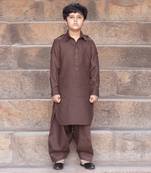 Dark-Brown Linen Pathani Suit