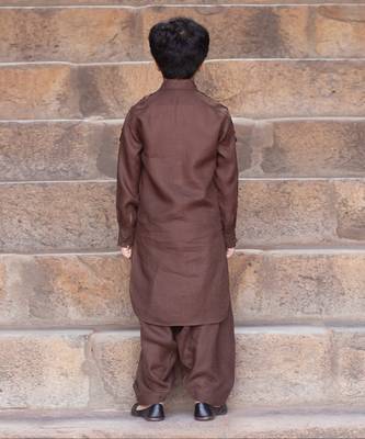 Dark-Brown Linen Pathani Suit 2