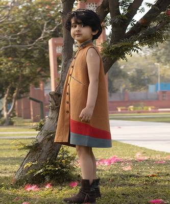 Mustard Yellow Kantha Embroidered Linen Dress 2