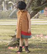 Mustard Yellow Kantha Embroidered Linen Dress