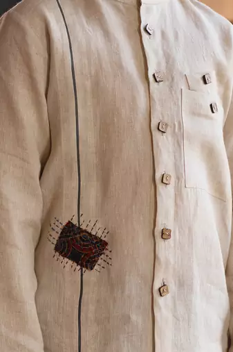 Ivory Emroidered Linen Top