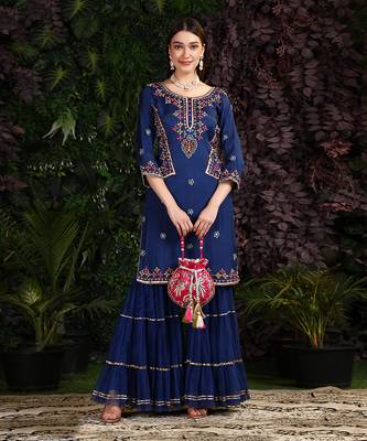 Blue Kurta Garara Dupatta 2