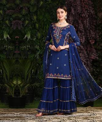 Blue Kurta Garara Dupatta 3