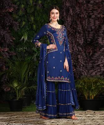 Blue Kurta Garara Dupatta 4