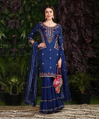 Blue Kurta Garara Dupatta 5