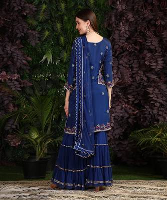 Blue Kurta Garara Dupatta 8