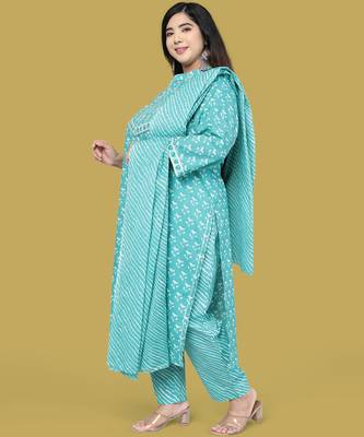 Turquoise printed cotton salwar 2