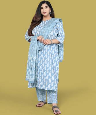 Light-blue printed cotton salwar 1