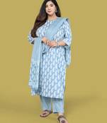 Light-blue printed cotton salwar