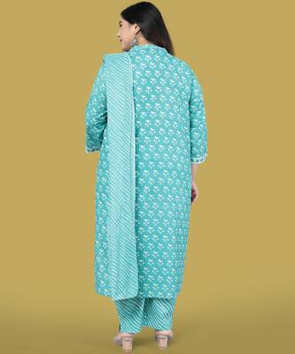 Turquoise printed cotton salwar 3