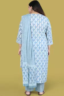 Light-blue printed cotton salwar