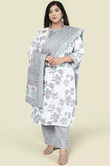 White printed cotton salwar