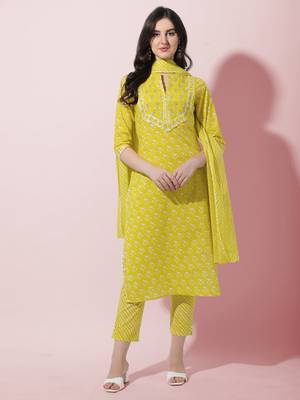 Yellow printed cotton salwar 1
