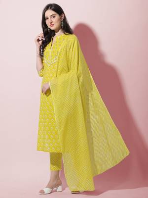 Yellow printed cotton salwar 2