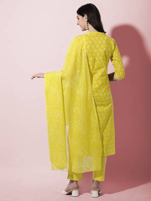 Yellow printed cotton salwar 3