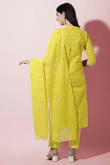 Yellow printed cotton salwar