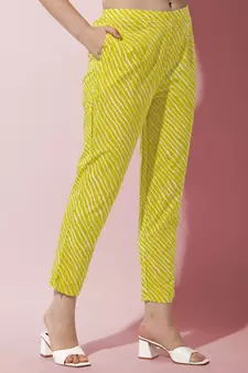 Yellow printed cotton salwar