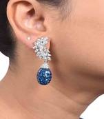 Blue Crescent Shaped Marquis Cluster Top With Blue Sapphire Drop In Invisible Setting