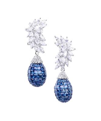 Blue Crescent Shaped Marquis Cluster Top With Blue Sapphire Drop In Invisible Setting 3