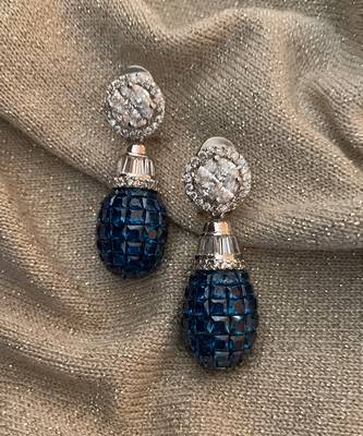 Blue Fused Solitaire Top With Blue Sapphire In An Invisible Setting 2