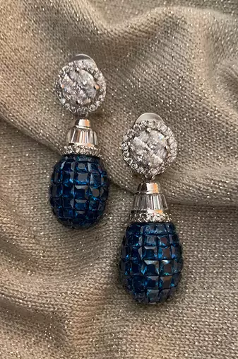 Blue Fused Solitaire Top With Blue Sapphire In An Invisible Setting