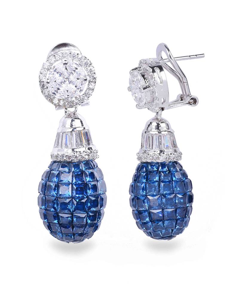 Blue Fused Solitaire Top With Blue Sapphire In An Invisible Setting