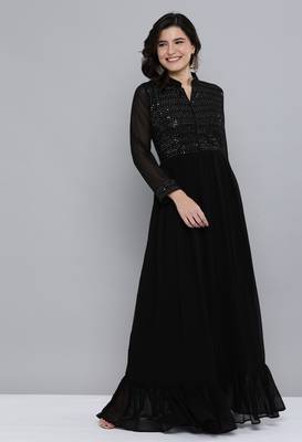 Black embroidered georgette ethnic-kurtis 1