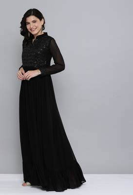Black embroidered georgette ethnic-kurtis 3