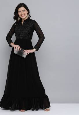 Black embroidered georgette ethnic-kurtis 4