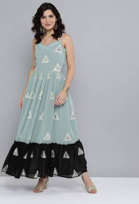 Green embroidered georgette ethnic-kurtis 1