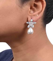 White Marquise Flower Top With Cultured Yellow Pearl Drop