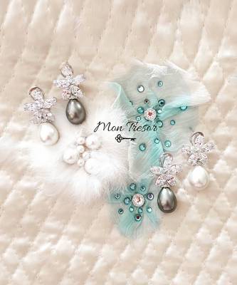 White Marquise Flower Top With Cultured Yellow Pearl Drop 2