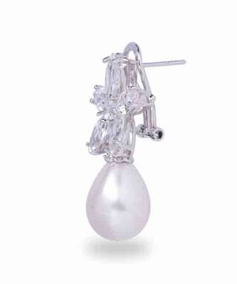 White Marquise Flower Top With Cultured Yellow Pearl Drop 5