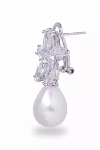 White Marquise Flower Top With Cultured Yellow Pearl Drop