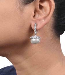 White Diamond Bali  With Grey Pearl Drop