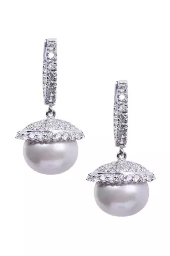 White Diamond Bali  With Grey Pearl Drop