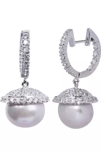 White Diamond Bali  With Grey Pearl Drop