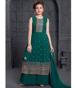Wedding Designer Green Georgette Naira cut salwar suit
