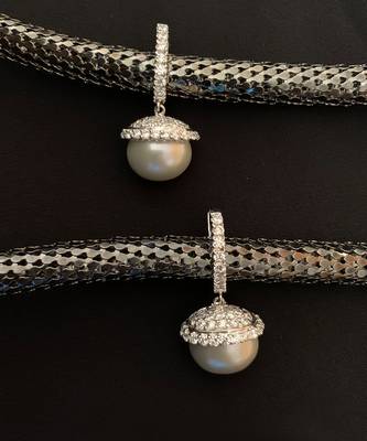 White Diamond Bali  With White Pearl Drop 2