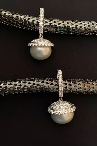 White Diamond Bali  With White Pearl Drop