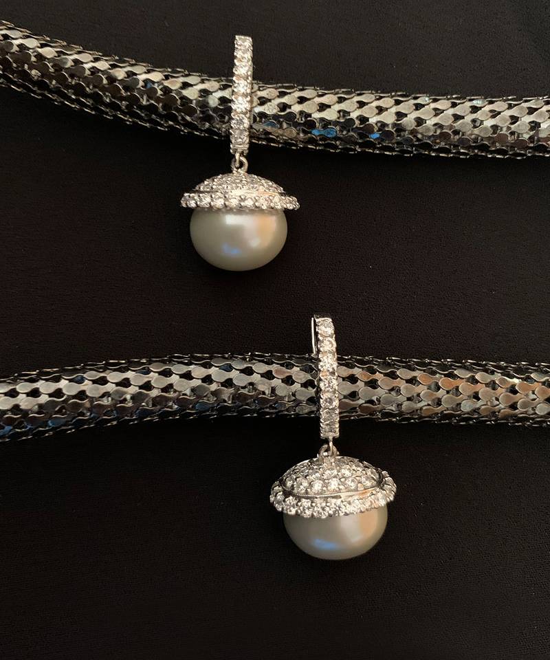 White Diamond Bali  With White Pearl Drop