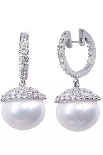 White Diamond Bali  With White Pearl Drop