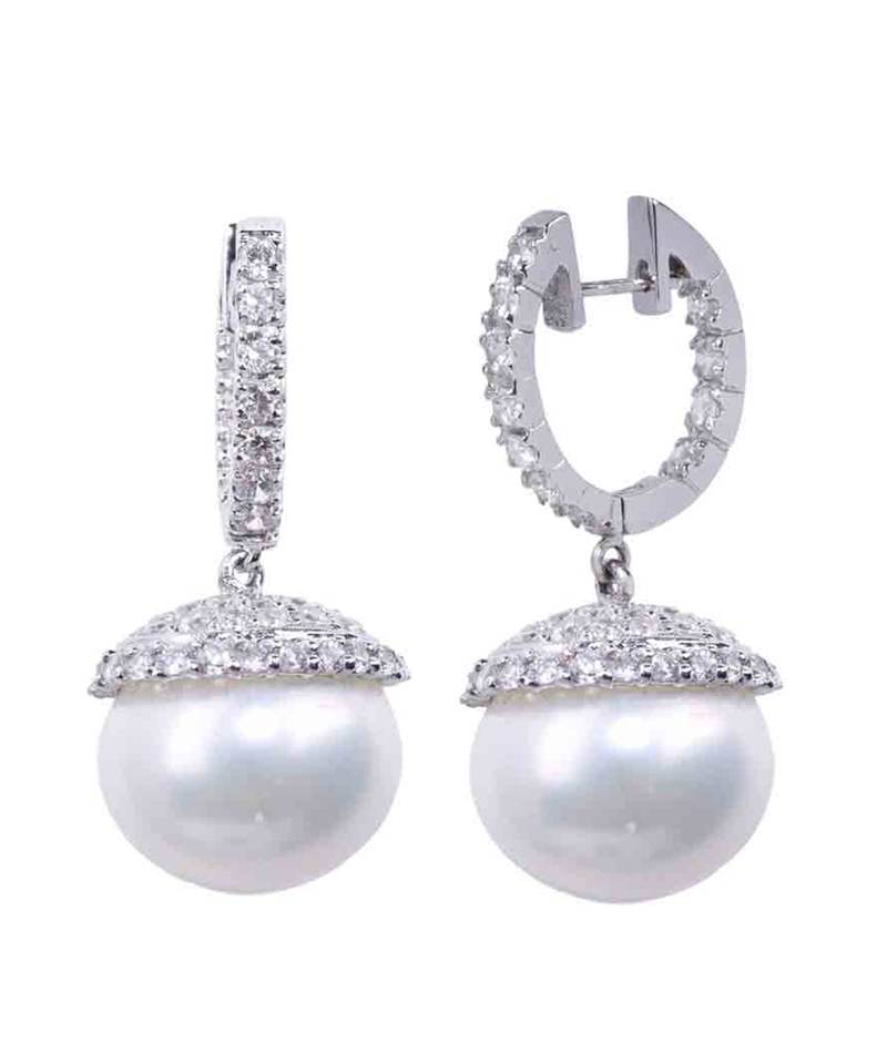 White Diamond Bali  With White Pearl Drop