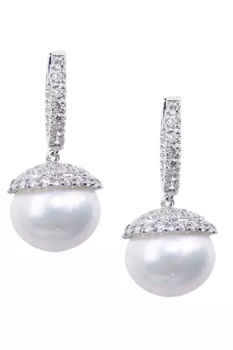 White Diamond Bali  With White Pearl Drop