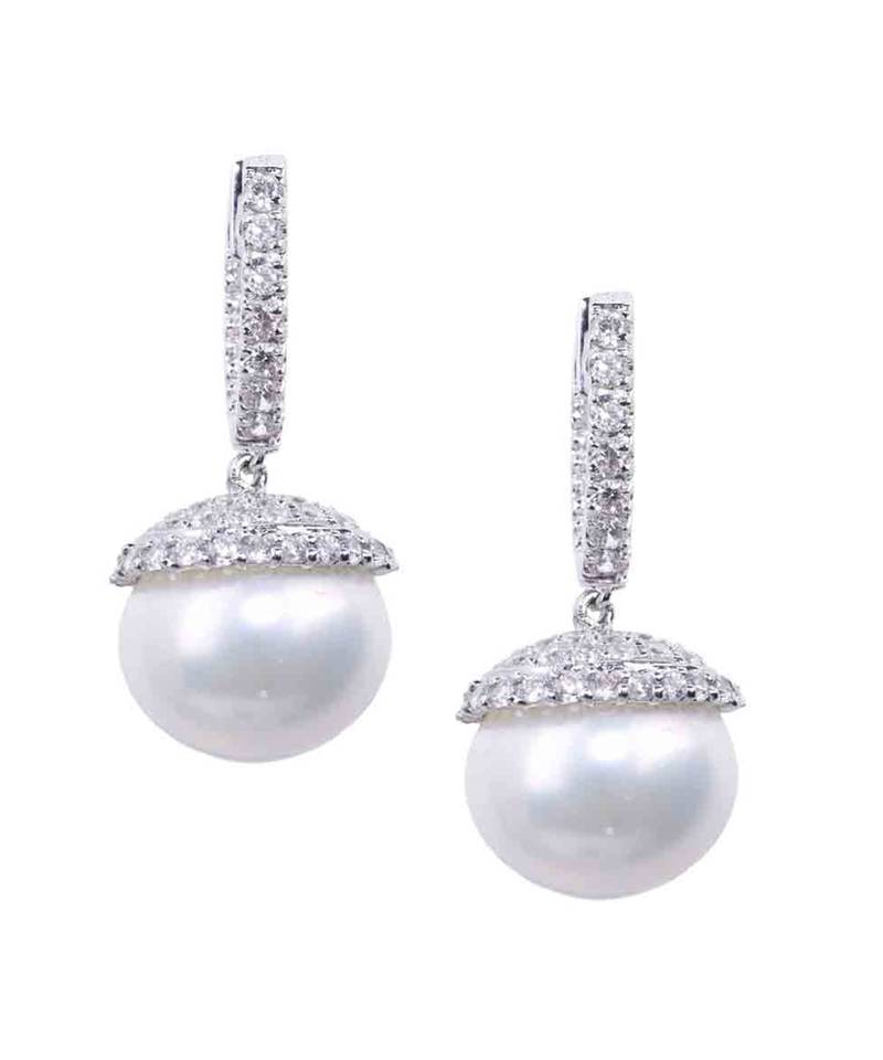 White Diamond Bali  With White Pearl Drop