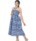 Blue & White A-line One-Piece Dress For Women