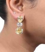 Yellow Inverted  Pear  Yellow Sapphire Top With Oval Diamond In Center And Pear Yellow Sapphire Drop